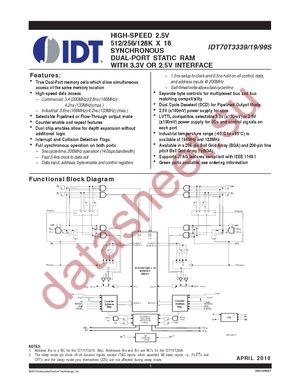 IDT70T3319S133BFGI8 datasheet  